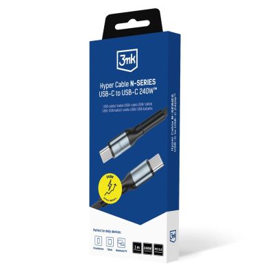 8. 3mk Hyper Cable N-SERIES USB-C / USB-C 1m PD 3.0 QC 3.0 48V / 5A 240W - black