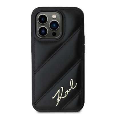 3. Karl Lagerfeld Diagonal Quilted Script case for iPhone 13 Pro / 13 - black