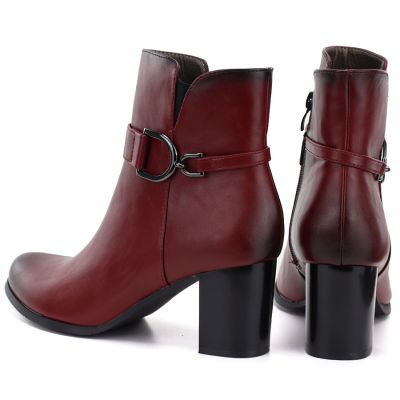 5. Women's insulated ankle boots with a block heel, red M.Daszyński SA125-32