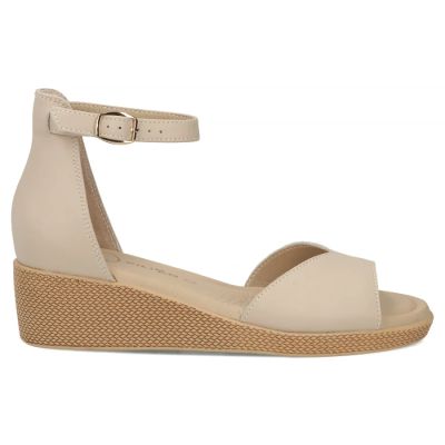 2. Women's leather wedge sandals beige Filippo DS7635