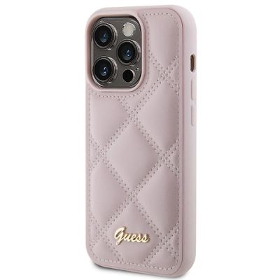 2. Guess Quilted Metal Logo case for iPhone 15 Pro Max - pink