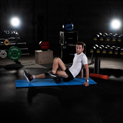 10. HMS Premium MFK03 blue-black club fitness mat with holes