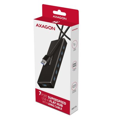 9. Axagon HUE-F7A 7x USB 3.2 Gen 1 ALU FLAT hub micro power IN 1m USB-A USB 3.2 Gen 1 (3.1 Gen 1) Type-A 5000 Mbit/s Black