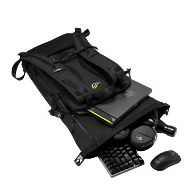 20. ASUS ROG SLASH Backpack Edition 20 Roll-Up Backpack Black Polyester, Waxed Leather (Pull Up)