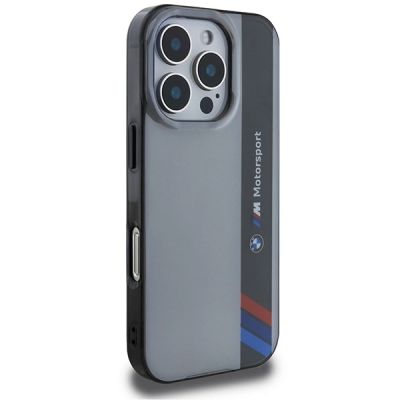 4. BMW Motosport IML Vertical Stripe iPhone 16 Pro Case - Gray