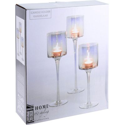 3. GLASS CANDLESTICK MIRROR EFFECT 25, 30, 35CM