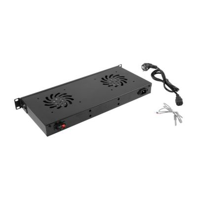 7. LANBERG 1U LCD 19" FAN PANEL WITH THERMOSTAT 2 FANS 230V BLACK