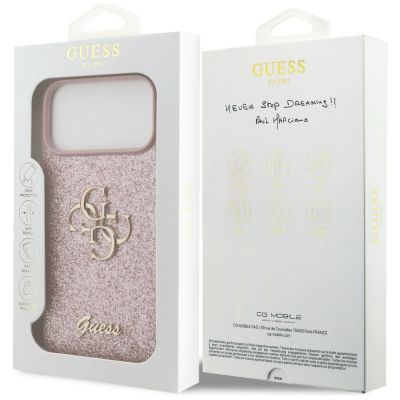 8. Guess Fixed Glitter Big 4G Case for iPhone 18 Pro Max / 17 Pro Max - Pink