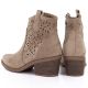 4. Women's suede ankle boots with openwork heel, beige, S.Barski HY61-8012