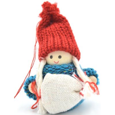 10. DECORATIVE DOLL WITH BAG BLUE GIRL 7.5 CM