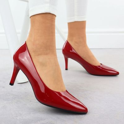 11. Women's patent leather pumps, red, Sergio Leone 1336