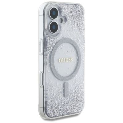 4. Guess HC Resin Bottom Glitter MagSafe case for iPhone 16 - silver