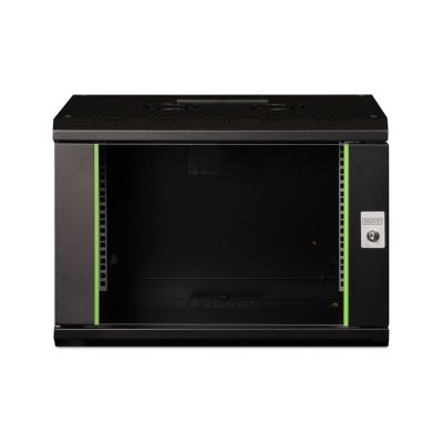 28. Digitus Unique 19" 7U wall-mounted network cabinet, 600x450, glass door, black, undivided, assembled, 100kg