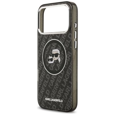 6. Karl Lagerfeld IML Glitter Karl&Choupette Heads Logo MagSafe Case for iPhone 17 Pro Max - Black