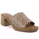 2. Women's openwork beige mules with a heel M.Daszyński MR2598-7