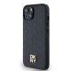 2. DKNY Leather Monogram Pattern Metal Logo MagSafe Case for iPhone 15/14/13 - Black