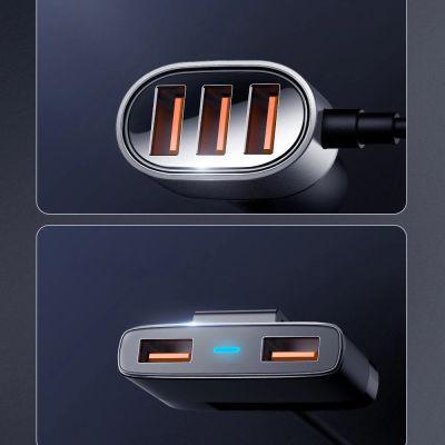 11. Joyroom fast car charger 5x USB 6.2 A with extension cable black (JR-CL03)