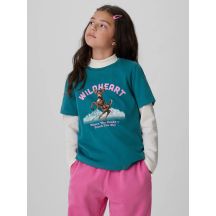 Regular T-shirt with print for girls 4F 4FJKAW26TTSHF4428-46S