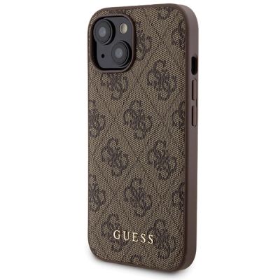 2. Guess 4G Metal Logo case set for iPhone 15 + 5000mAh MagSafe power bank - brown