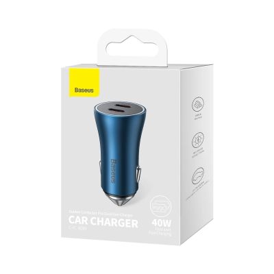 5. Baseus Golden Contactor Pro car charger 2x USB-C 40W blue (CGJP000003)