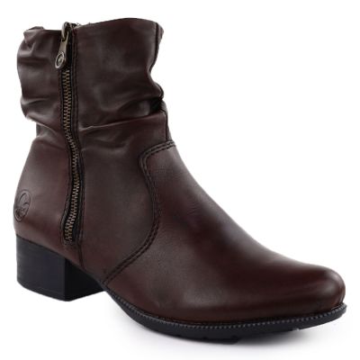 Women's brown leather high-heeled ankle boots Rieker 78656-00