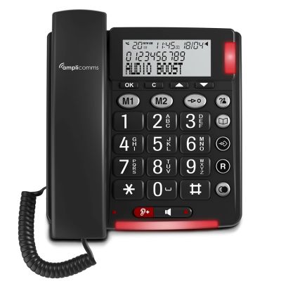 7. amplicomms Bigtel 48 Plus Analog Phone Caller Name and ID Dark Gray