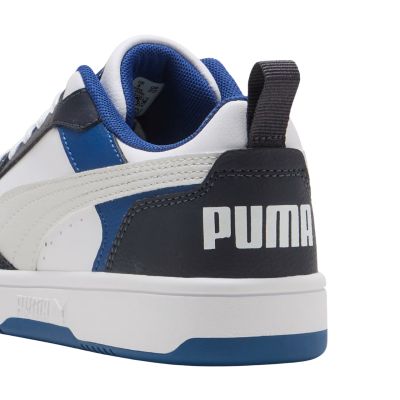 9. Puma Rebound V6 Lo Mid kids' shoes white and blue 393833 28