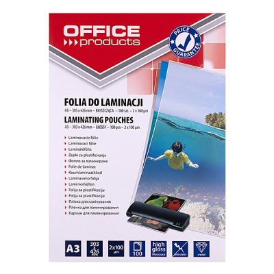 OFFICE PRODUCTS Laminating foil, A3, 2x100 microns, glossy, 100 pcs., transparent
