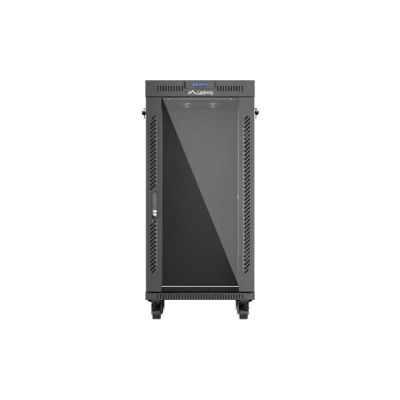 15. LANBERG FLOOR RACK CABINET 19" 24U 600X600 BLACK GLASS DOOR LCD (FLAT PACK) V2
