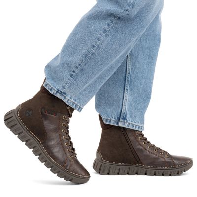 6. Comfortable Women’s Ankle Boots in Chocolate Brown Rieker 57512-25