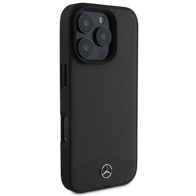 4. Mercedes Textured And Plain Leather MagSafe case for iPhone 16 Pro - black