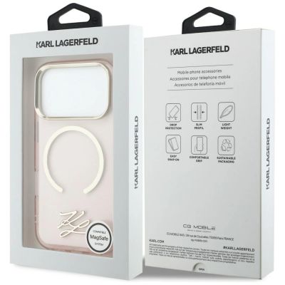 8. Karl Lagerfeld IML KL Script Logo MagSafe Case for iPhone 17 Pro - Pink