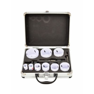 AWTOOLS BIMETAL HOLE SAWS SET 19-64mm 13 pcs BLACK LINE METAL CASE