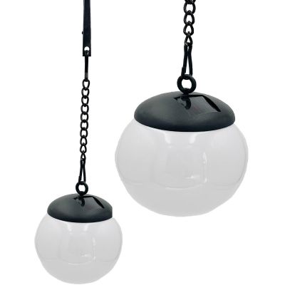 SOLAR LAMP PLASTIC BALL HANGING WITH CLIP 10X30CM SET OF 2 PCS