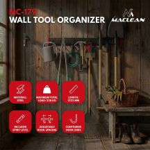 MACLEAN WALL-MOUNTED STEEL TOOL ORGANIZER, MAX LOAD 228KG, WIDTH 1222MM MC-179