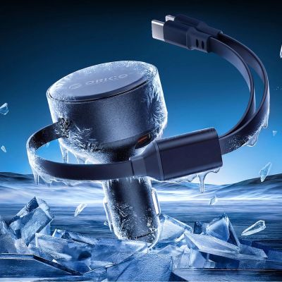 8. ORICO Dual Stretch 60W Split Extension Retractable Car Charger with Two Retractable Cables