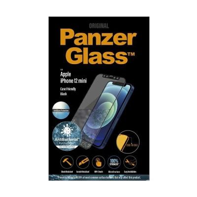3. PanzerGlass E2E Anti-Glare Tempered Glass for iPhone 12 Mini Case Friendly AntiBacterial Anti-Glare - Black