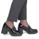 6. Women's patent leather high-heeled loafers, black, Rieker 58051-00