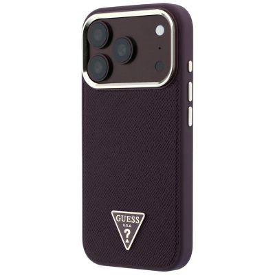 2. Guess Grained Triangle Logo MagSafe case for iPhone 18 Pro / 17 Pro - burgundy