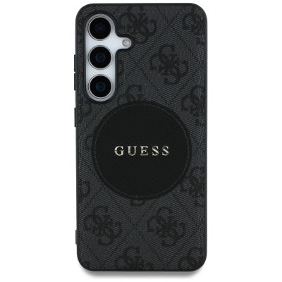 3. Guess 4G Round Patch Classic Logo MagSafe case for Samsung Galaxy S25 black