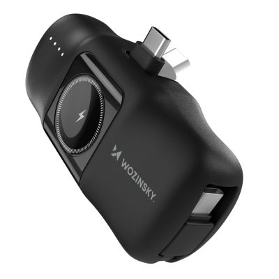 4. Wozinsky WF16-YCS 5000mAh 15W USB-C Mini Power Bank with Built-in USB-C Cable and Apple Watch Charger - Black