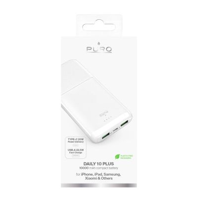 2. Powerbank Puro DAILY 10 PLUS 10000mAh 2x USBA / 1x USB-C 22.5W - white