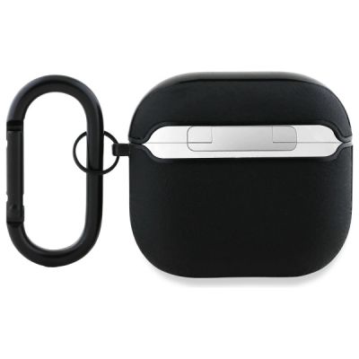 2. BMW BMA4SSLBK AirPods 4 cover black/black Geniune Leather Silver Logo