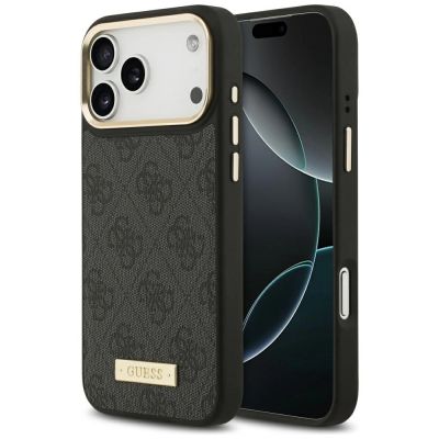 Guess 4G Logo Plate MagSafe Case for iPhone 17 Pro Max - Black