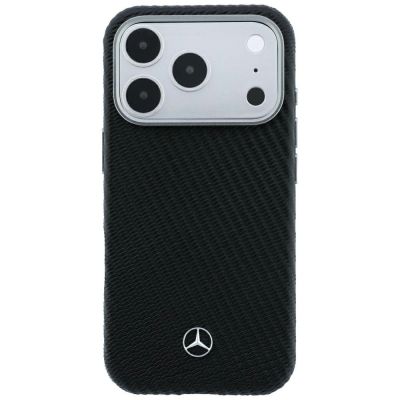 3. Mercedes Leather Semi Wrap Wood Effect MagSafe Case for iPhone 17 Pro Max / 18 Pro Max - Black