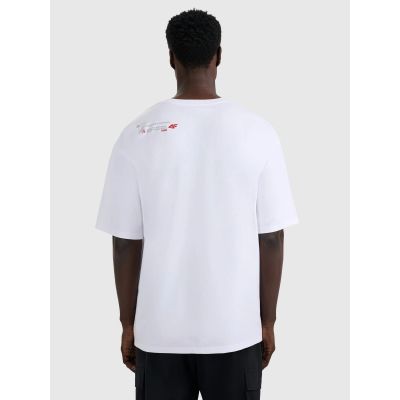 2. Men's oversized printed T-shirt 4F 4FRAW25TTSHM3257-10S