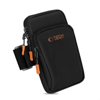 4. Tech-Protect M7 Universal Sport Armband Case - Black and Orange