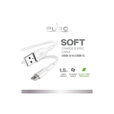 2. Puro Soft USB-A - USB-C Cable 1.5m - White