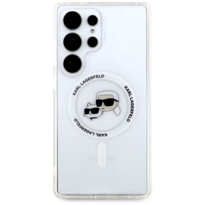 3. Case Karl Lagerfeld Button Karl & Choupette Heads Printed Logo MagSafe Samsung Galaxy S25 Ultra white