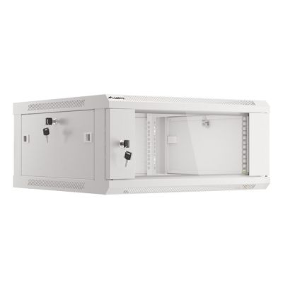 6. Lanberg WF01-6604-10S Rack Cabinet (4U; 280mm / 600mm / 600 mm; wall-mounted; Glass; 19''; gray)
